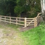 Boundary post and rail fence & gate, Shaftesbury