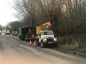 Pollard to roadside willow trees in Warminster today