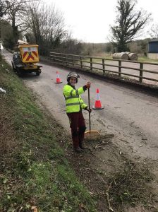 Roadside tree works over the highway for the last few days at Bulford