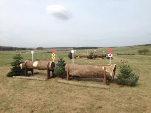 Tree trunks upcycled to horse jumps