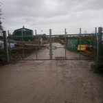 pair of steel and chain link gates with a 6m span 1