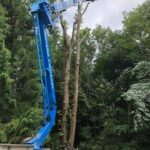 Dismantling a storm-damaged tree with one of our Cherry Pickers