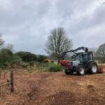 Mulching 3ha rhododendron Savernake Forest