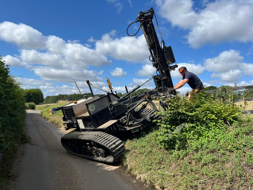 installing rabbit fencing to protect a young hedge