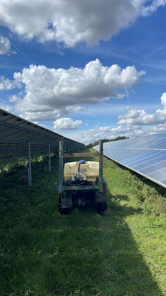 spraying under solar panels