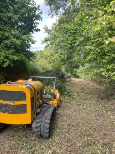 Robo flail assiting in finding the fence to replace