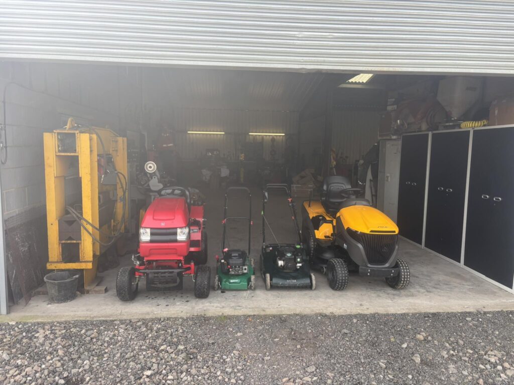 serviced and sharpened mowers ready to be returned